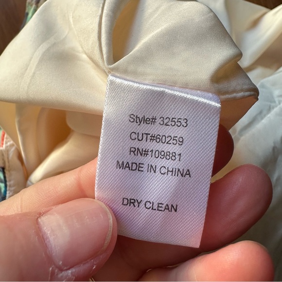 Women’s Size 10 Oleg Cassini Watercolor Floral Linen Spaghetti Strap MIDI Dress - Picture 8 of 11